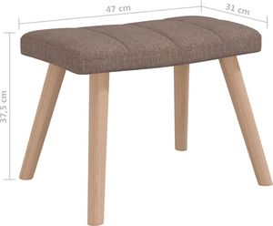 vidaXL Fotel bujany z podnóżkiem, kolor taupe, obity tkaniną 8