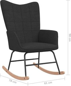vidaXL Fotel bujany, czarny, tapicerowany tkaniną 7