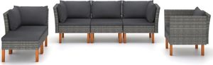 vidaXL 6-cz. zestaw wypoczynkowy do ogrodu, rattan PE i eukaliptus 2