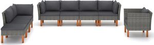 vidaXL 8-cz. zestaw wypoczynkowy do ogrodu, rattan PE i eukaliptus 2