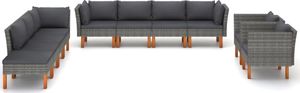 vidaXL 10-cz. zestaw wypoczynkowy do ogrodu, rattan PE i eukaliptus 2