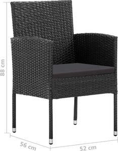 vidaXL 5-częściowy zestaw mebli ogrodowych, polirattan, czarny 7