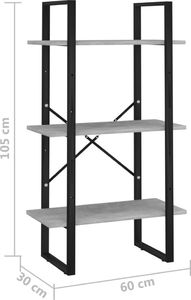 vidaXL Regał, szarość betonu, 60x30x105 cm, płyta wiórowa 7