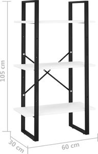 vidaXL Regał, biały, 60x30x105 cm, płyta wiórowa i metal 7