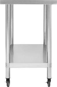vidaXL Kuchenny stół roboczy na kółkach, 100x45x85 cm, stal nierdzewna 4