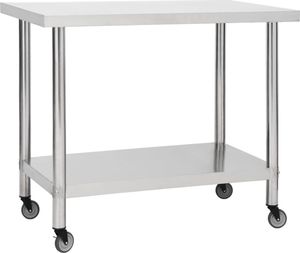 vidaXL Kuchenny stół roboczy na kółkach, 80x60x85 cm, stal nierdzewna 1