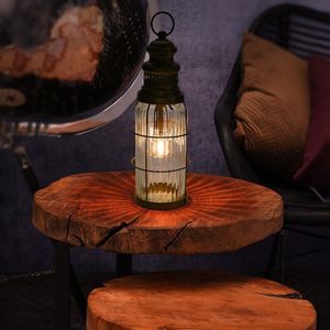 Lampa stołowa Vilde Lampion led lampa latarnia latarenka stołowa metalowa brązowa loft 38 cm 2