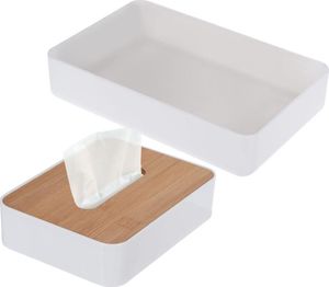 Bathroom Solutions Pojemnik CHUSTECZNIK pudełko na chusteczki BAMBUS + organizer łazienkowy na kosmetyki 1