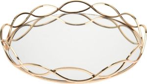 Vilde Taca na świece lustrzana okrągła podstawka pod świeczki patera złota metalowa glamour 31 cm 2
