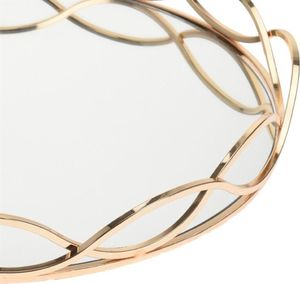 Vilde Taca na świece lustrzana okrągła podstawka pod świeczki patera złota metalowa glamour 31 cm 3