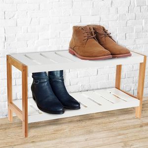 Storage Solutions Regał BAMBUSOWY stojak na buty 2 poziomy 3