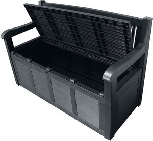 Vilde Ławka Ogrodowa, grafitowa, ze schowkiem, skrzynią, 280L, 130x60x85 cm 3