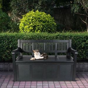 Vilde Ławka Ogrodowa, grafitowa, ze schowkiem, skrzynią, 280L, 130x60x85 cm 7