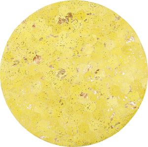 Shumee Dywan patchwork okrągły skórzany 140 cm żółty ZEYTIN 1