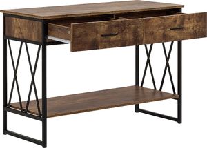 Shumee Konsola 2 szuflady ciemne drewno z czarnym AYDEN 4