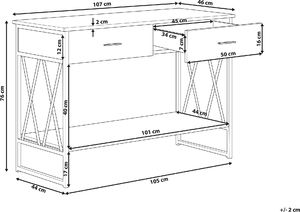 Shumee Konsola 2 szuflady ciemne drewno z czarnym AYDEN 9