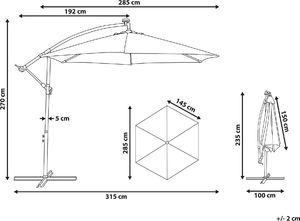 Shumee Parasol ogrodowy LED 285 cm szary CORVAL 8