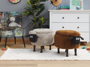 Beliani Pufa zwierzak ze schowkiem brązowa SHEEP 2