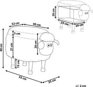 Beliani Pufa zwierzak ze schowkiem brązowa SHEEP 9