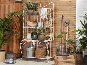 Szafa ogrodowa Shumee Regał ogrodowy metalowy 4 półki jasnobeżowy PAVONA 2