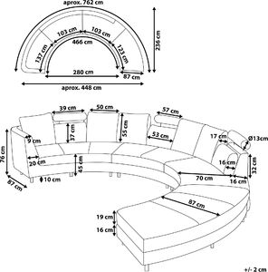Shumee Sofa półokrągła modułowa beżowa ROTUNDE 5