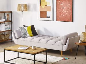Beliani Sofa rozkładana welurowa szara ASBY 2