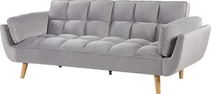 Beliani Sofa rozkładana welurowa szara ASBY 3
