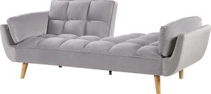 Beliani Sofa rozkładana welurowa szara ASBY 4