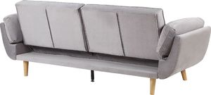 Beliani Sofa rozkładana welurowa szara ASBY 6