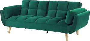 Shumee Sofa rozkładana welurowa zielona ASBY 3