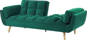 Shumee Sofa rozkładana welurowa zielona ASBY 5