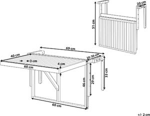 Shumee Stolik balkonowy wiszący akacjowy 60 x 40 cm jasne drewno UDINE 5