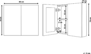 Shumee Szafka łazienkowa wisząca z lustrem 80 x 70 cm NAVARRA 8