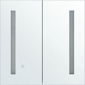 Shumee Szafka łazienkowa wisząca biała z lustrem LED 60x60 cm Chabunco 5