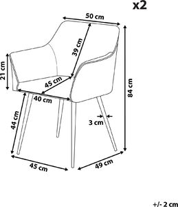 Shumee Zestaw 2 krzeseł welurowy beżowoszary JASMIN 9