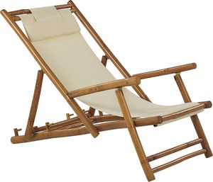 Shumee Zestaw 2 leżaków ogrodowych bambusowy jasne drewno z białym ATRANI 2