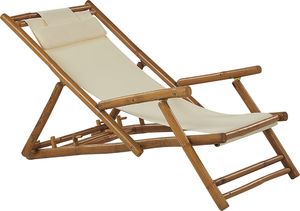 Shumee Zestaw 2 leżaków ogrodowych bambusowy jasne drewno z białym ATRANI 3