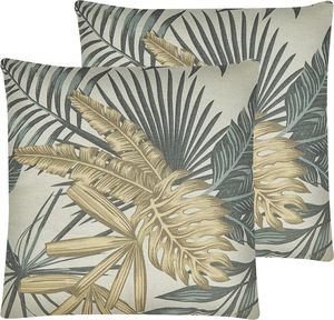 Shumee Zestaw 2 poduszek dekoracyjnych z motywem palmy 45 x 45 cm wielokolorowy TAGETES 1