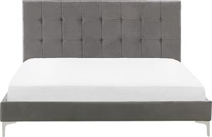 Shumee Łóżko welurowe 140 x 200 cm szare AMBERT 2