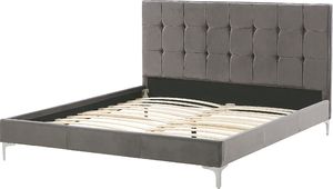 Shumee Łóżko welurowe 140 x 200 cm szare AMBERT 3