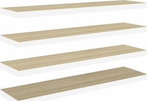vidaXL Półki ścienne, 4 szt., dębowo-białe, 120 x 23,5 x 3,8 cm, MDF 2