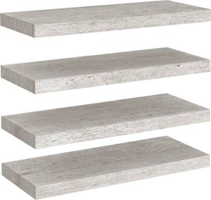 vidaXL Półki ścienne, 4 szt., szarość betonu, 60 x 23,5 x 3,8 cm, MDF 2