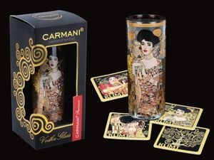 Carmani Kieliszek do wódki - G. Klimt. Adele Bloch Bauer I (CARMANI) + komple 4 podkładek korkowych 1