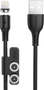 Kabel USB Foneng USB-A - USB-C + micro-B + Lightning 1 m Czarny (X62 3 in 1 / Black) 1