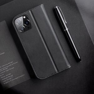 Dux Ducis Dux Ducis Hivo skórzane etui z klapką pokrowiec ze skóry naturalnej portfel na karty i dokumenty iPhone 13 czarny 13