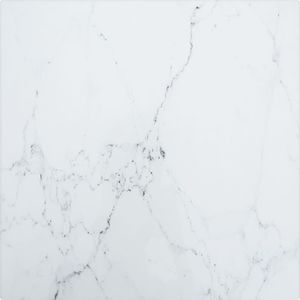 vidaXL Blat stołu, biały, 30x30 cm, 6 mm, szkło ze wzorem marmuru 1