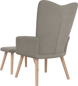 vidaXL Fotel z podnóżkiem, jasnoszary, obity aksamitem 5