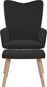 vidaXL Fotel z podnóżkiem, czarny, obity aksamitem 3