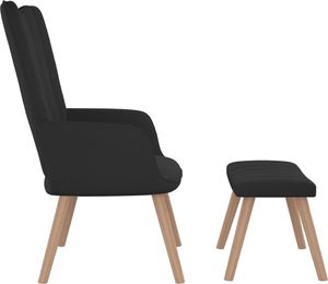 vidaXL Fotel z podnóżkiem, czarny, obity aksamitem 4