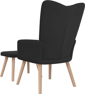 vidaXL Fotel z podnóżkiem, czarny, obity aksamitem 5